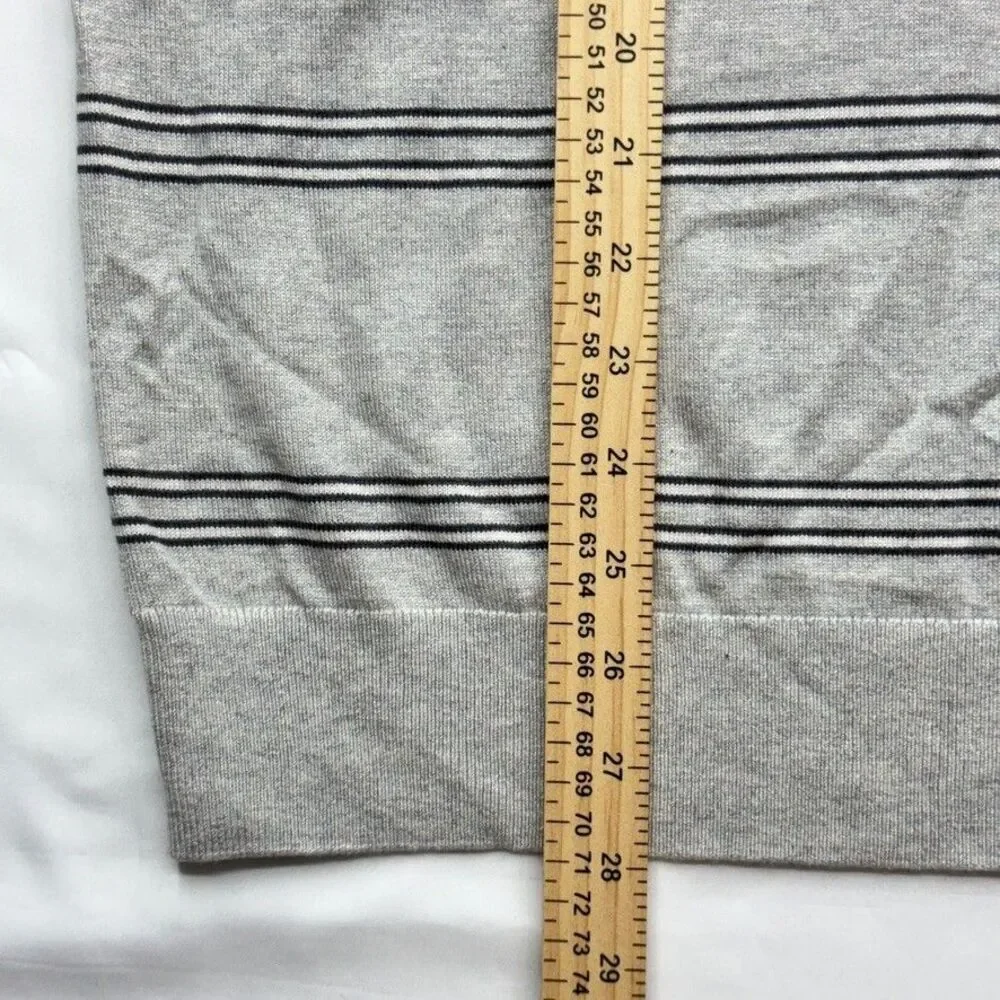 Banana Republic Men Large Grey Striped Silk Cotton Cashmere Lux Pullover Sweater